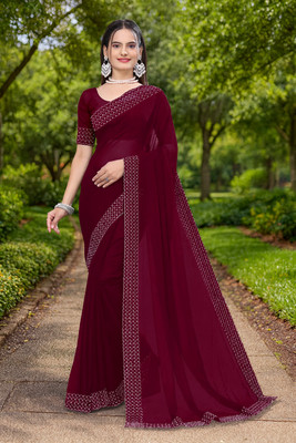 Zeekha Self Design Daily Wear Georgette Saree(Dark Green)