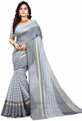 HR ENTERPRISE Striped Daily Wear Cotton Silk Saree(Multicolor)