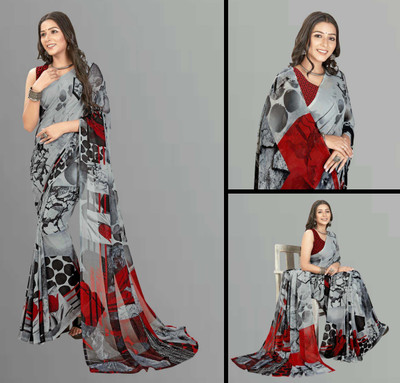 Anand Sarees Geometric Print Daily Wear Georgette Saree(Light Blue)