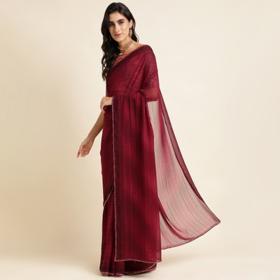 RekhaManiyar Printed Bollywood Georgette Saree(Red)