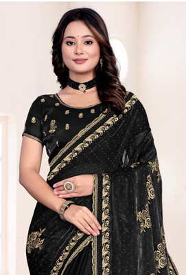 ZOYAL ENTERPRISE Embroidered Bollywood Jimmy choo Saree(Black)