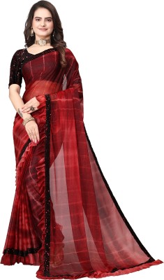 Julee Embroidered Bollywood Lycra Blend Saree(Red)