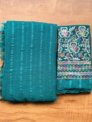 MALAVIYA FASHION Embroidered Bollywood Chiffon Saree(Multicolor)