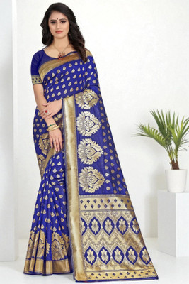 LARYZA Woven, Embellished Banarasi Jacquard Saree(Blue)