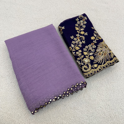 KONICA FAB Embroidered Bollywood Tissue Saree(Purple)