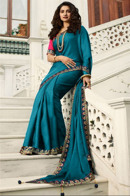 SHREE SHAKTI FASHION Solid/Plain, Woven Bollywood Georgette, Satin Saree(Multicolor)