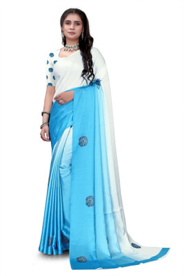 Pemal Designer Digital Print Bollywood Crepe Saree(White)