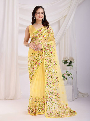 ZARISTACREATION Printed Bollywood Dupion Silk Saree(Yellow)