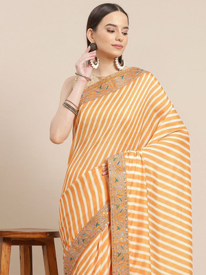 ANOUK Printed Chanderi Silk Blend Saree(Mustard)