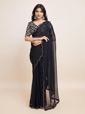 supalee tex Solid/Plain Bollywood Georgette Saree(Multicolor)