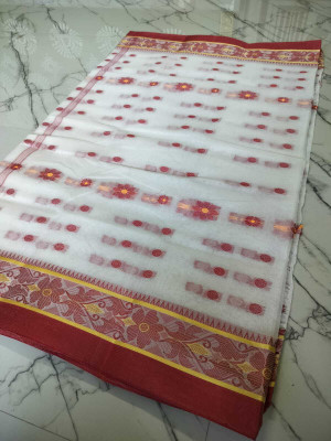 Rankit fashion Self Design Tant Pure Cotton Saree(Beige)