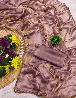 Amavii Embellished Bollywood Chiffon, Pure Silk Saree(Purple)