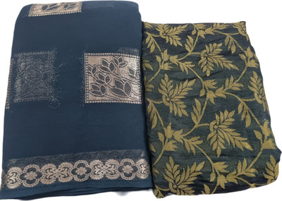 SainiVastra Woven Handloom Georgette Saree(Blue)