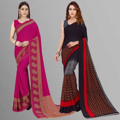 kashvi sarees Paisley, Floral Print, Printed Daily Wear Georgette Saree(Pack of 2, Pink, Multicolor)