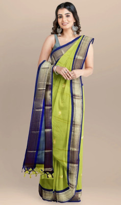 Paithni Woven Paithani Pure Silk Saree(Green)