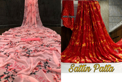 Sita Floral Print Bollywood Georgette Saree(Pack of 2, Pink)