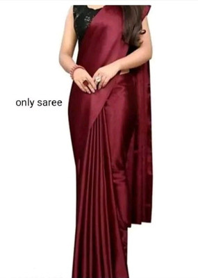 Arpita Fashion Solid/Plain Bollywood Pure Silk, Satin Saree(Maroon)