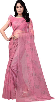 PATTARI Embellished Bollywood Net Saree(Pink)