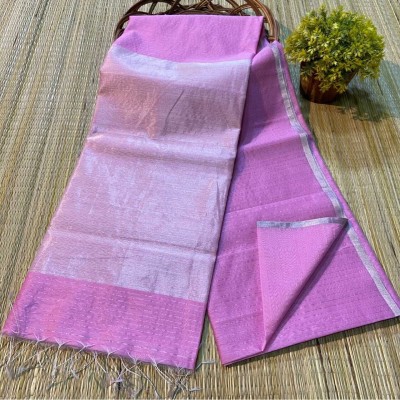 sareegarden Woven Handloom Cotton Silk Saree(White, Purple)