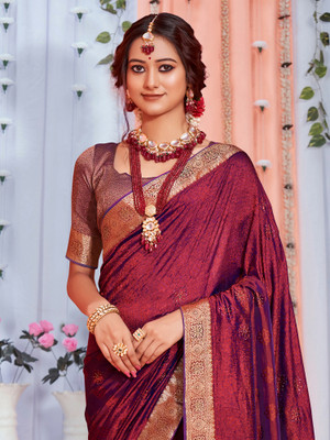 Divastri Embellished Banarasi Pure Silk Saree(Brown)