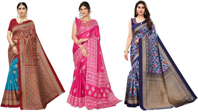 YASHIKA Printed, Woven Daily Wear Art Silk Saree(Pack of 3, Multicolor)