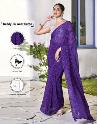 Samah Woven, Printed Daily Wear Georgette Saree(Purple, White)