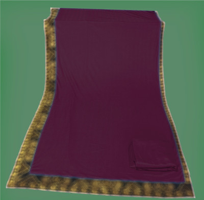 Anugrah Textile Solid/Plain Banarasi Lycra Blend, Chiffon Saree(Purple)