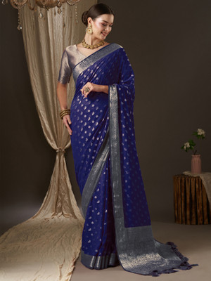Divastri Woven Kanjivaram Georgette Saree(Dark Blue)