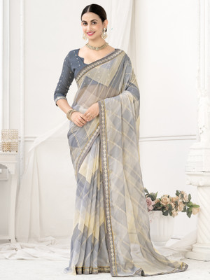 ANOUK Embellished Bollywood Chiffon Saree(Grey)