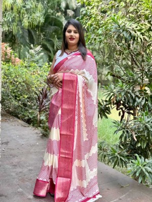 Chandan Fabrics Printed Bollywood Chanderi Saree(Pink)