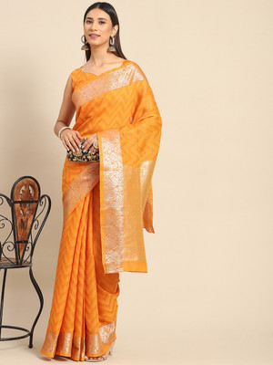 Divastri Woven Banarasi Cotton Blend Saree(Mustard)