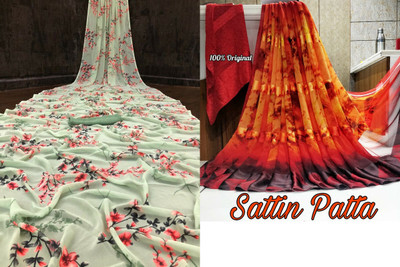 Sanjana Silk Floral Print Bollywood Georgette Saree(Pack of 2, Green)