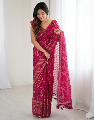 Satrani Printed Bollywood Chiffon, Georgette Saree(Red)