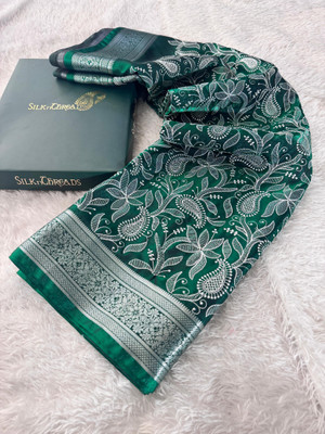 Banaras silk palace Embroidered Banarasi Satin Saree(Green)