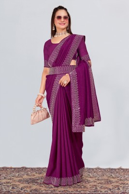 KEYU FASHION Embellished Bollywood Georgette Saree(Purple)