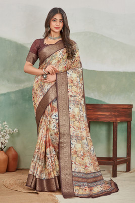 DHARMRAJ ENTERPRISE Printed Bollywood Jute Silk Saree(Multicolor)