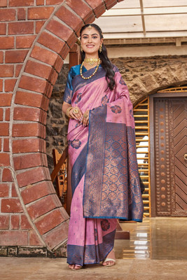 MANJULA SAREE Woven Banarasi Cotton Silk Saree(Pink)