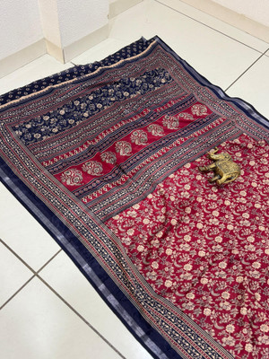 Chandan Fabrics Printed Kalamkari Mulmul Saree(Pink)