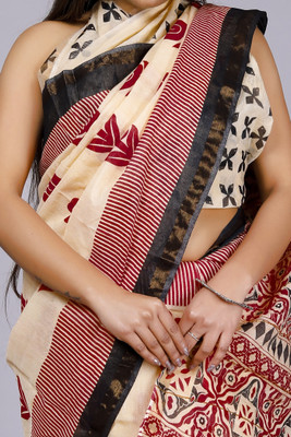 NIKHILAM Printed Chanderi Chanderi Saree(Pack of 2, Maroon)