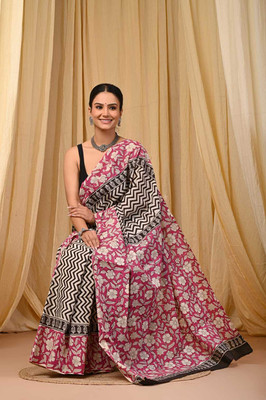 CRAFTWELL Self Design Handloom Pure Cotton Saree(Multicolor)