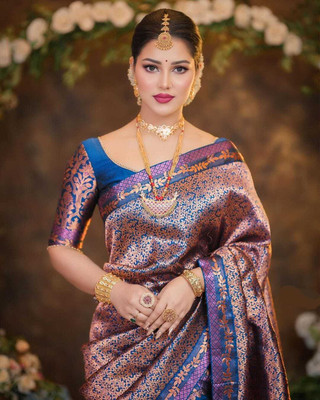 Sheden Lopez Creation Self Design Mekhela Chador Silk Blend Saree(Multicolor)