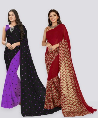 Anand Sarees Polka Print Daily Wear Georgette Saree(Pack of 2, Maroon, Black)