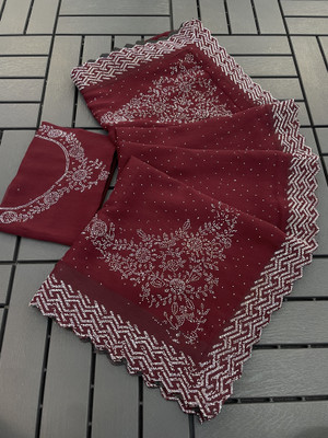 VarniRaaj Fashion Embellished Bollywood Organza Saree(Maroon)