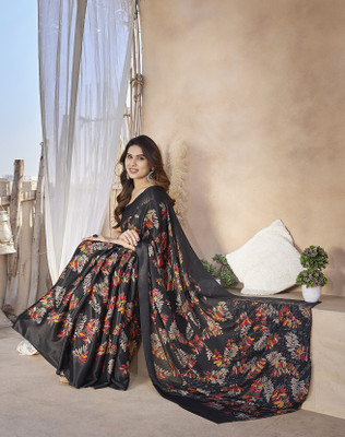 Kjs Digital Print Bollywood Chiffon Saree(Multicolor)