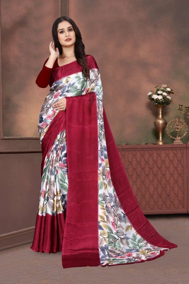 jihana fab Printed Bandhani Chiffon, Silk Blend Saree(Multicolor)