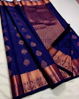 Neruti Enterprise Woven Kanjivaram Pure Silk, Art Silk Saree(Blue)