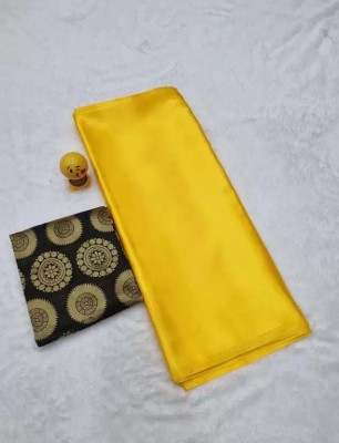 Aruna Sarees Solid/Plain, Self Design Bollywood Satin Saree(Yellow)