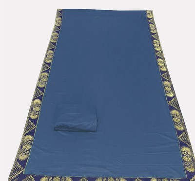 HouseOfCommon Solid/Plain Banarasi Lycra Blend, Chiffon Saree(Grey)