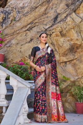 Tasrika Woven Kanjivaram Silk Blend Saree(Black)