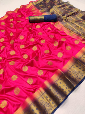 BHOLEBABA CREATION Woven Banarasi Tussar Silk Saree(Pink)